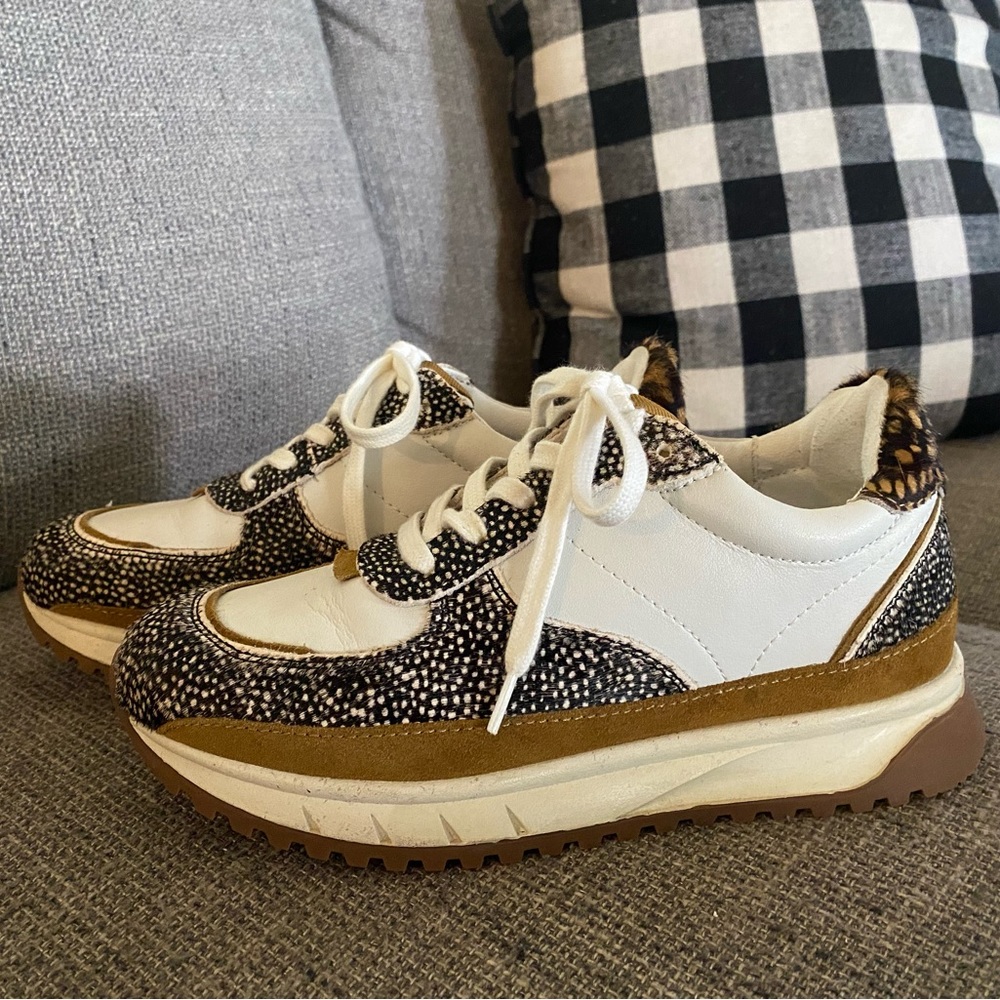 Madewell Kickoff Trainer Sneakers in Leather and Spot Mix Calf Hair